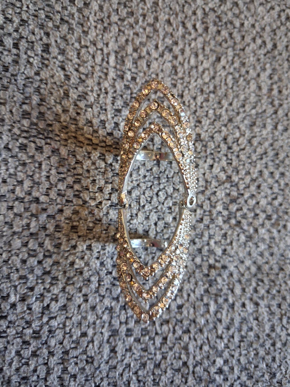 Rhinestone Chevron Knuckle Ring in Silver